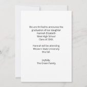 Einfaches Foto Abschluss Ankündigung (Rückseite)