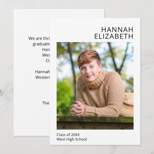 Einfaches Foto Abschluss Ankündigung (Vorne/Hinten)