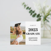 Einfaches Foto Abschluss Ankündigungspostkarte (Stehend Vorderseite)