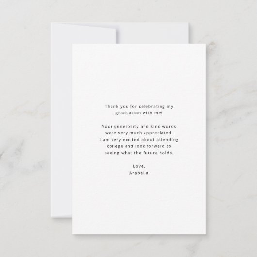 Einfaches Foto Abschluss Dankeskarte (Rückseite)