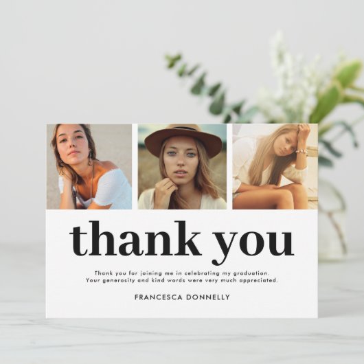 Einfaches Foto Abschluss Dankeskarte (Stehend Vorderseite)