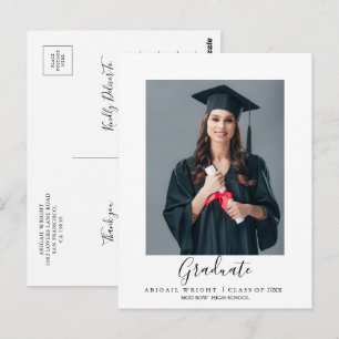 Einfaches Foto Abschluss Graduate Vielen Dank Postkarte