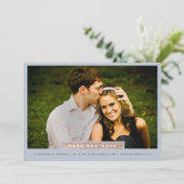 Einfaches Foto aus Gold und Blue Block Save the Da Date (Stehend Vorderseite)