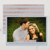 Einfaches Foto aus Gold und Blue Block Save the Da Date (Vorne/Hinten)
