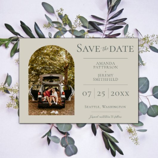 Einfaches Foto | Beige Save the Date