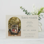 Einfaches Foto | Beige Save the Date (Stehend Vorderseite)