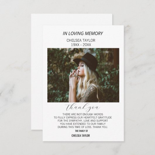 Einfaches Foto Beileid Beerdigung individuell Dankeskarte (Vorne/Hinten)