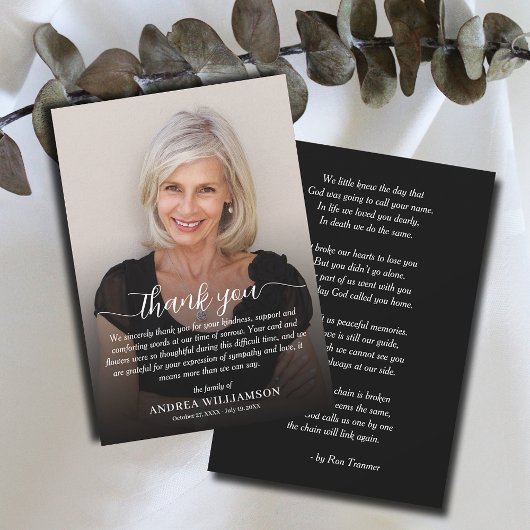 Einfaches Foto-Beileid Dankeskarte