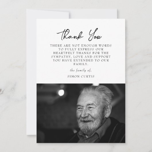 Einfaches Foto Beileid Kalligraphie Danke Karte (Vorderseite)