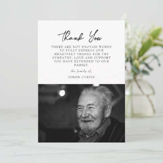 Einfaches Foto Beileid Kalligraphie Danke Karte (Stehend Vorderseite)