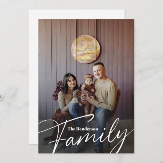 Einfaches Foto benutzerdefinierter Familie Dankeskarte (Vorne/Hinten)