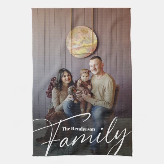 Einfaches Foto benutzerdefinierter Familie Geschirrtuch (Vertikal)