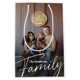 Einfaches Foto benutzerdefinierter Familie Mittlere Geschenktüte