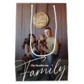 Einfaches Foto benutzerdefinierter Familie Mittlere Geschenktüte (Rückseite)