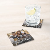 Einfaches Foto benutzerdefinierter Familie Rechteckiger Pappuntersetzer (Vor Ort)