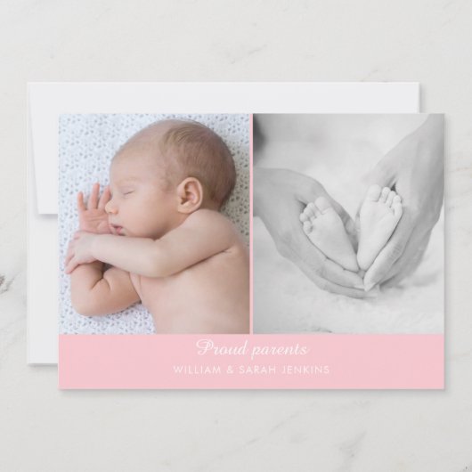 Einfaches Foto Birth Announcement Baby Script Ankündigung (Rückseite)