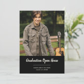 Einfaches Foto Black Abschluss Open House Einladung (Stehend Vorderseite)