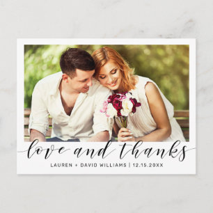 Einfaches Foto Black Script White Wedding Vielen D Postkarte