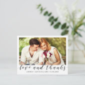 Einfaches Foto Black Script White Wedding Vielen D Postkarte (Stehend Vorderseite)
