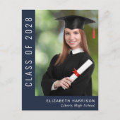 Einfaches Foto Blue Abschluss Ankündigungspostkarte (Vorderseite)