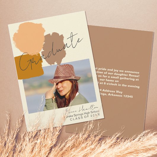 Einfaches Foto Boho Terracotta Abschluss Ankündigung