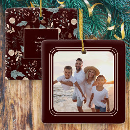 Einfaches Foto Boho Winter Grün Weihnachten Keramikornament