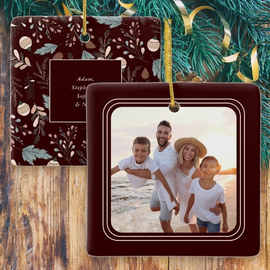 Einfaches Foto Boho Winter Grün Weihnachten Keramikornament