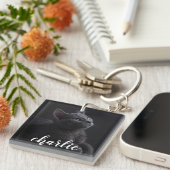 Einfaches Foto Chat Name Schlüsselanhänger (Vorderseite rechts)