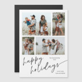 Einfaches Foto Collage Script Happy Holidays Magne Magnetkarte (Vorne/Hinten)