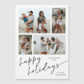 Einfaches Foto Collage Script Happy Holidays Magne Magnetkarte (Vorderseite)
