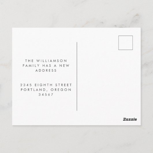 Einfaches Foto der Familie Wir haben neue Zuhause- Postkarte (Rückseite)