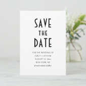 Einfaches Foto der modernen Schwarzen Typografie Save The Date (Stehend Vorderseite)