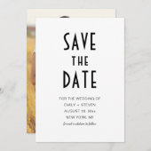 Einfaches Foto der modernen Schwarzen Typografie Save The Date (Vorne/Hinten)