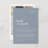 Einfaches Foto Dusty Blue Monogram Wedding Dankeskarte (Vorne/Hinten)