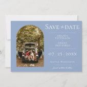 Einfaches Foto | Dusty Blue Save the Date (Vorderseite)