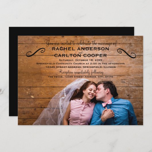 Einfaches Foto - Einladung zur Hochzeit (Vorne/Hinten)