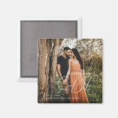 Einfaches Foto Elegant Save the Date Magnet (Vorderseite/Rückseite)