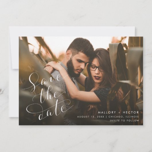 Einfaches Foto Elegante Hochzeit Save The Date (Vorderseite)