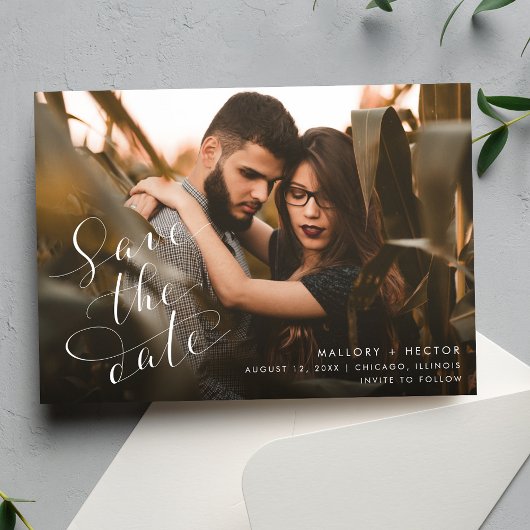 Einfaches Foto Elegante Hochzeit Save The Date