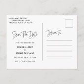 Einfaches Foto Elegante Hochzeit Save the Date Ankündigungspostkarte (Rückseite)