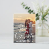 Einfaches Foto Elegante Hochzeit Save the Date Ankündigungspostkarte (Stehend Vorderseite)