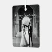 Einfaches Foto Elegante Weihnachten Ornament Aus Metall (Vorderseite links)