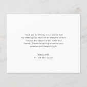 Einfaches Foto Elegantes Budget Hochzeit Dankeschö (Rückseite)