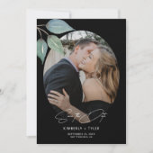 Einfaches Foto, elegantes Drehbuch, Schwarze Hochz Save The Date (Vorderseite)