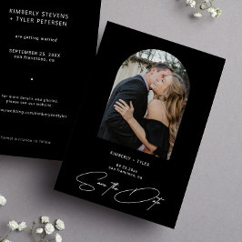 Einfaches Foto, elegantes Drehbuch, Schwarze Hochz Save The Date