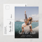 Einfaches Foto Elegantes Skript Save the Date Postkarte (Vorne/Hinten)