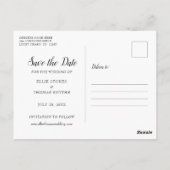 Einfaches Foto Elegantes Skript Save the Date Postkarte (Rückseite)
