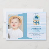 Einfaches Foto Erstgeburtstag Typografie Mitteilungskarte (Vorderseite)