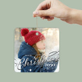 Einfaches Foto Frohe Weihnachtsvorlage Keramikornament