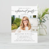 Einfaches Foto für das Elegante Script Retirement- Einladung (Stehend Vorderseite)